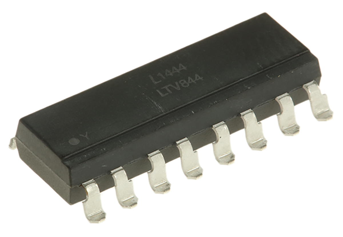 Lite-On, LTV-844S AC Input Transistor Output Quad Optocoupler, Surface Mount, 16-Pin PDIP