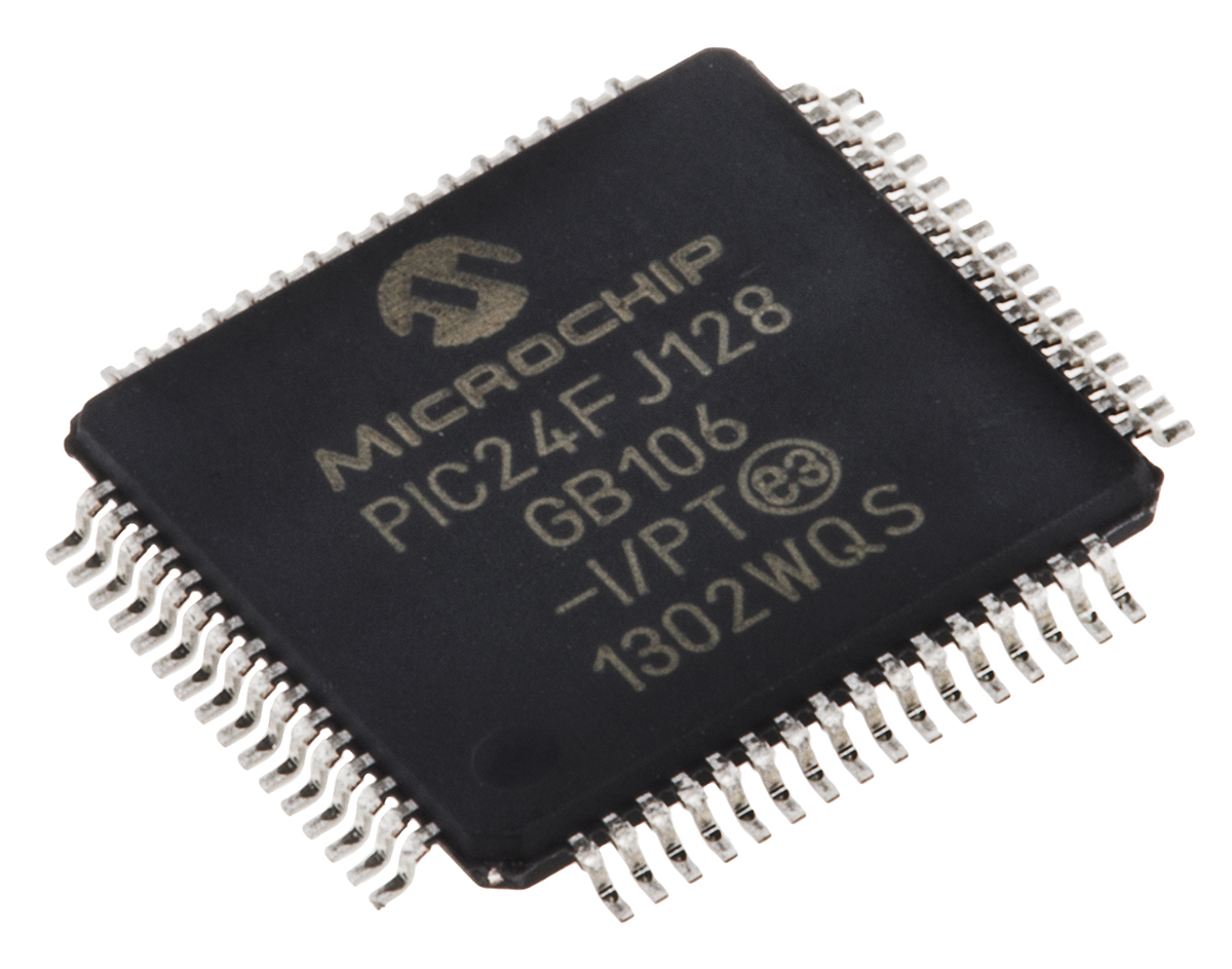 Microchip, 16 bit PIC, PIC24FJ Microcontroller, 32 MHz, 128kB FLASH, 64-Pin TQFP