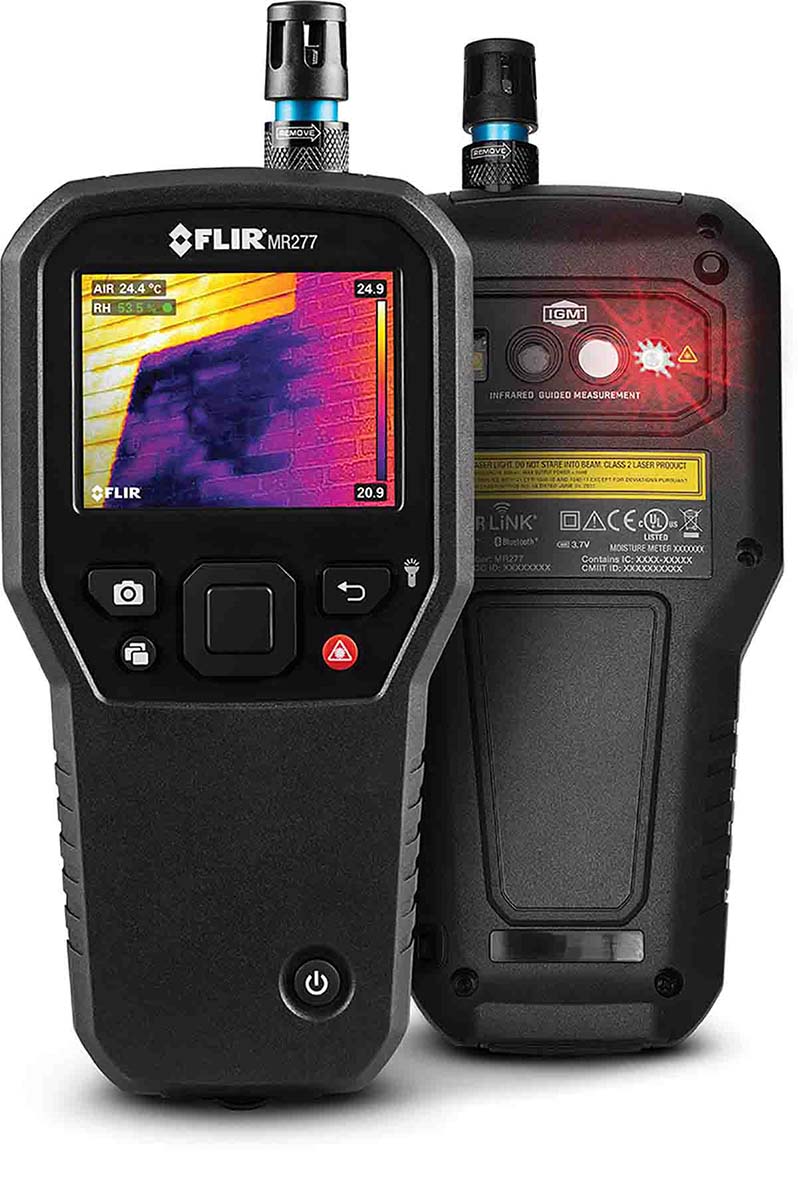 FLIR MR277 Moisture Meter, 100 % RH Max, ±1.5 % Accuracy, Digital Display, Battery-Powered