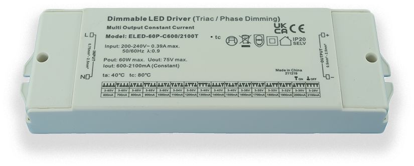 RS PRO Dimmable LED Driver, 3 → 65V Output, 60W Output, 2100mA Output, Constant Current Dimmable