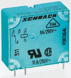 TE Connectivity PCB Mount Power Relay, 12V dc Coil, 5A Switching Current, SPDT
