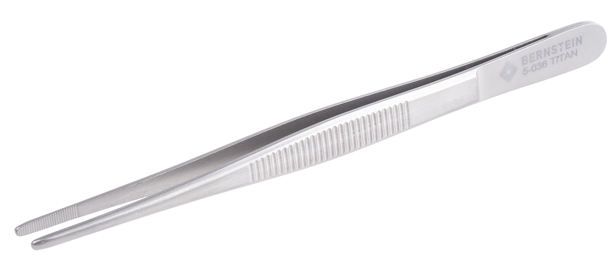 Bernstein 145 mm, Stainless Steel, Rounded, Tweezers