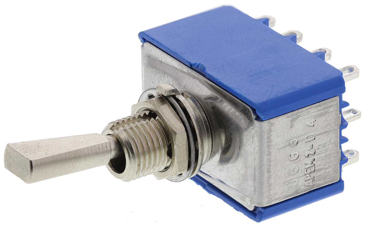 APEM Toggle Switch, Panel Mount, On-On, 4PDT, Solder Terminal