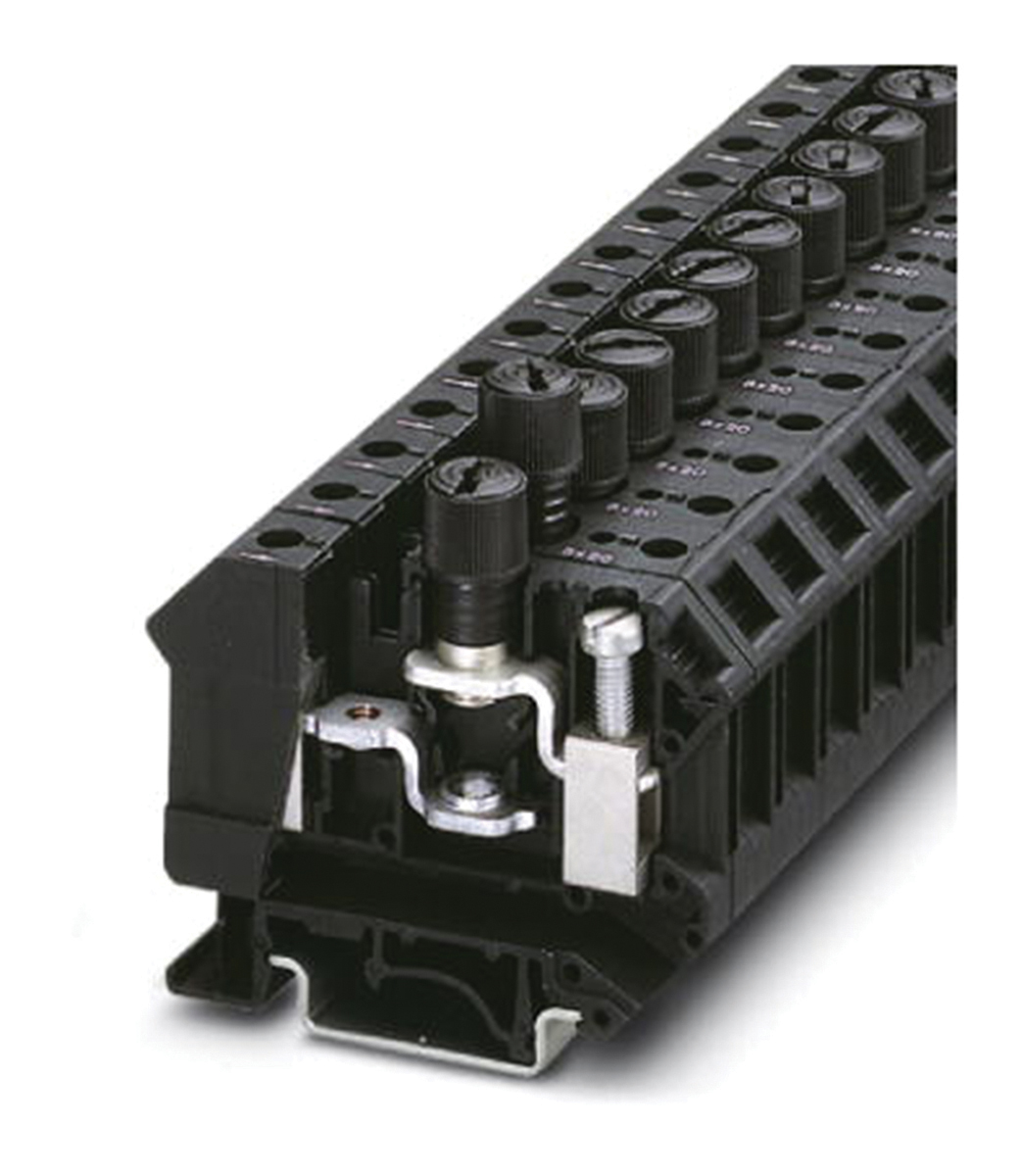 Phoenix Contact 3073953 UK 10-DREHSI-EX (5X20) Series Black, 0.5 → 16mm², Single-Level, Screw Termination, Fused