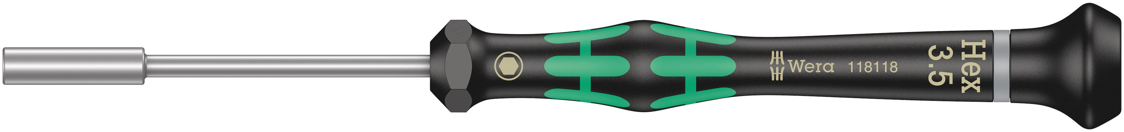 Wera Hexagon Nut Driver, 3.5 mm Tip, 60 mm Blade, 157 mm Overall