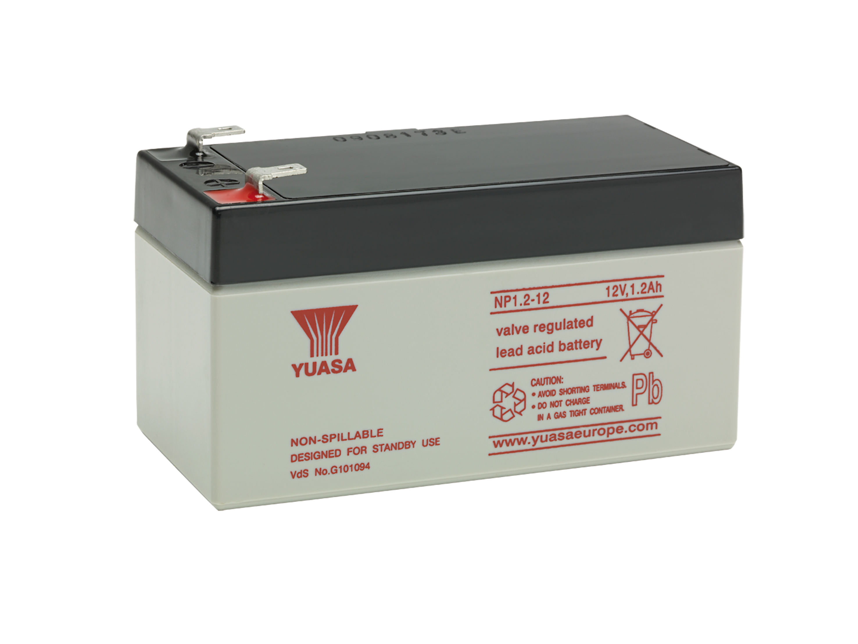 Yuasa 12V Faston 4.8mm Sealed Lead Acid Battery, 1.2Ah