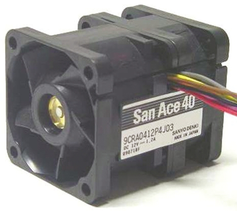 Sanyo Denki San Ace 9CRA Series Axial Fan, 12 V dc, DC Operation, 55m³/h, 19.2W, 1.6A Max, 40 x 40 x 48mm