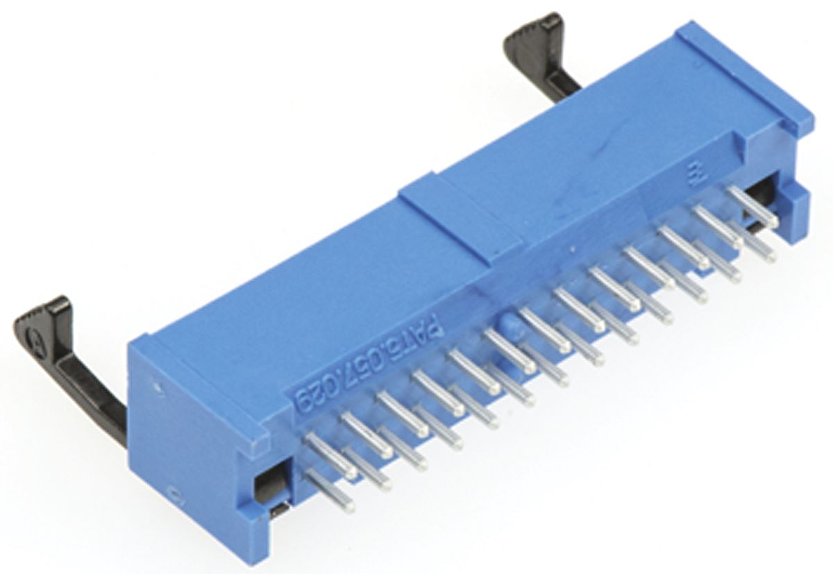 TE Connectivity AMP-LATCH Series Straight Through Hole PCB Header, 26 Contact(s), 2.54 mm Pitch, 2 Row, Shrouded