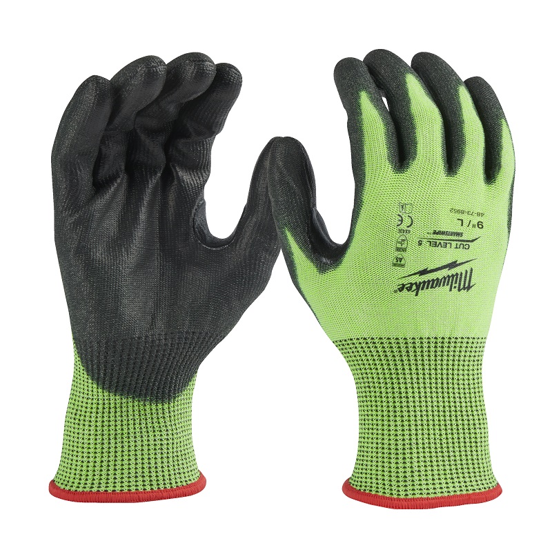 Milwaukee Yellow Polyurethane Glove, Size 9, Polyurethane Coating