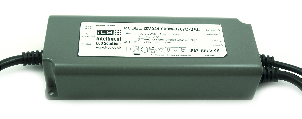 ILS LED Driver, 24V Output, 90 W Output, 7.5A Output, Constant Voltage Dimmable