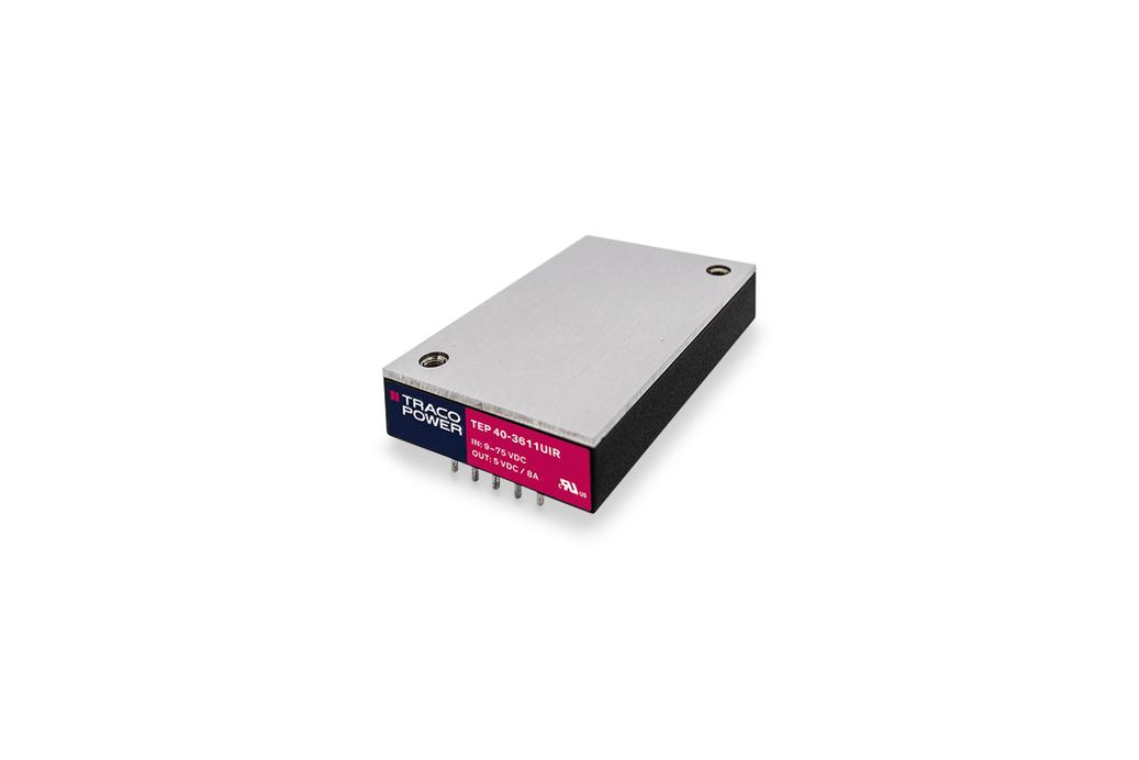 TRACOPOWER TEP 40UIR DC-DC Converter, 5V dc/ 8A Output, 9 → 75 V dc Input, 40W, Through Hole, +85°C Max Temp