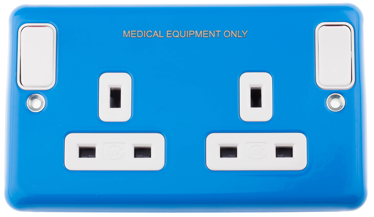 MK Electric Albany Plus Blue 2 Gang Plug Socket, 2 Poles, 13A, Type G - British, Indoor Use