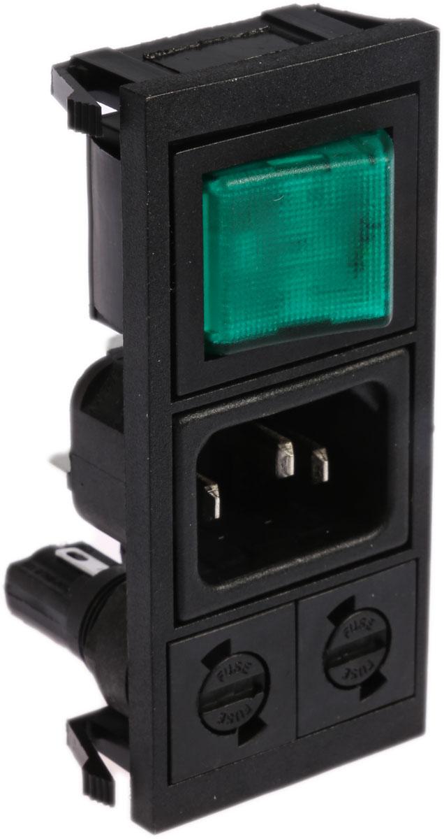 Bulgin C14 Snap-In IEC Connector Male, 10A, 250 V, Fuse Size 5 x 20mm
