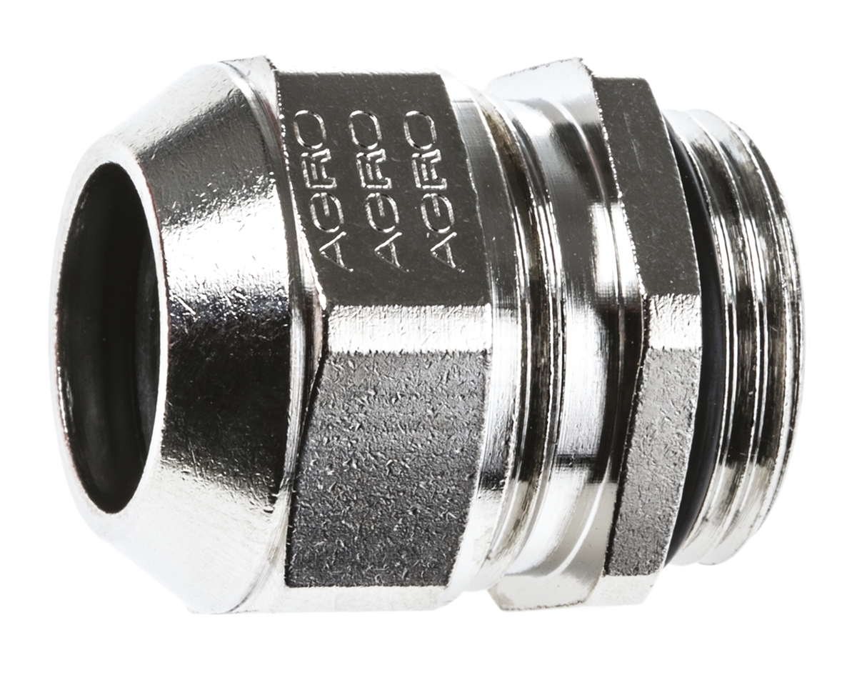 SES Sterling A1 Series Metallic Nickel Plated Brass Cable Gland, PG13 Thread, 8mm min., 15mm max., IP68