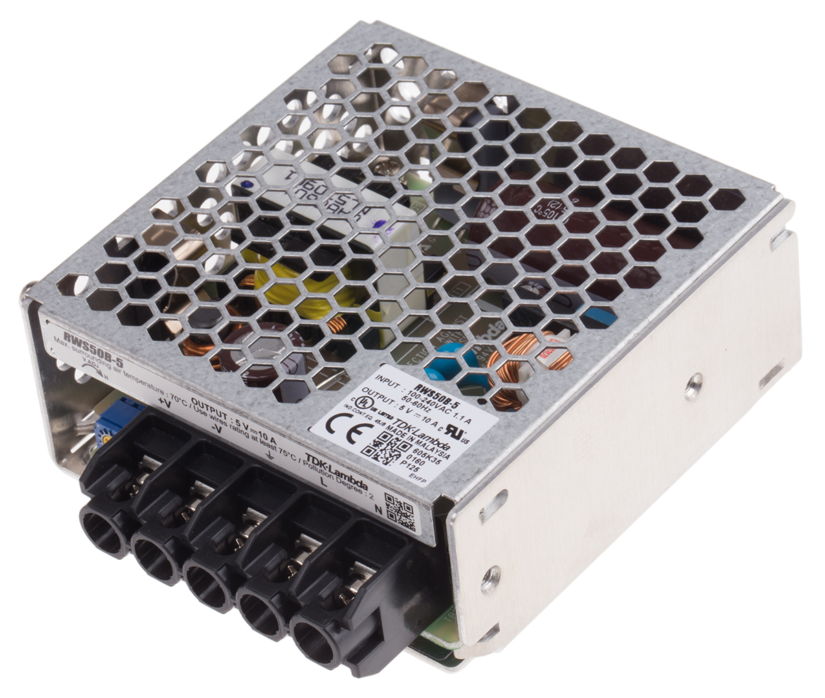 TDK-Lambda Switching Power Supply, RWS-50B-5, 5V dc, 10A, 50W, 1 Output, 120 → 370 V dc, 85 → 265 V ac