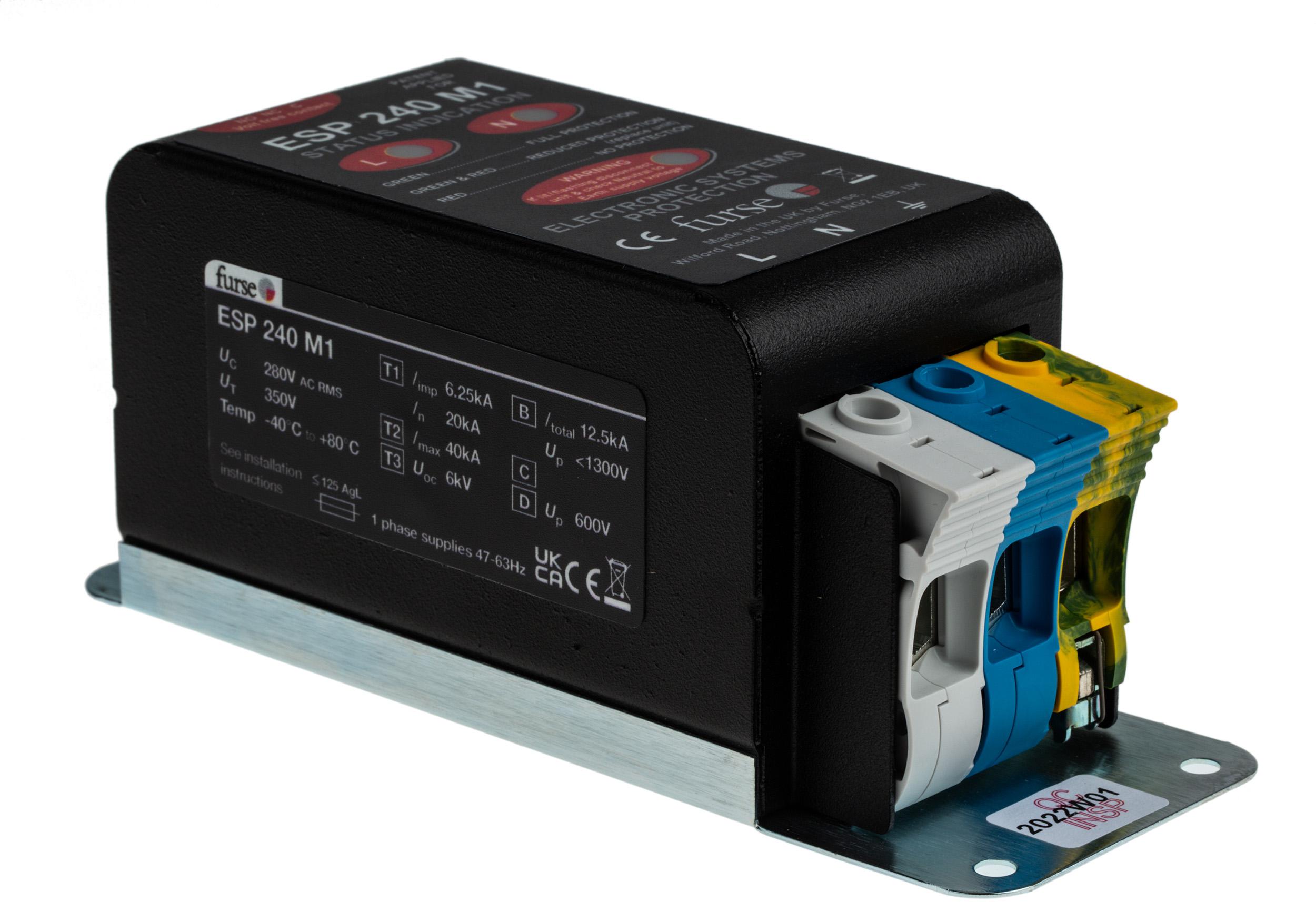 WJ Furse, ESP M1 Surge Suppressor Unit 280 V Maximum Voltage Rating 6.25kA Maximum Surge Current Mains Surge Protector