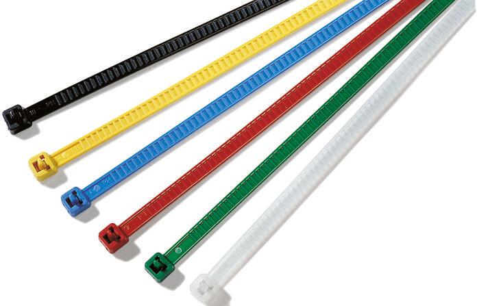 HellermannTyton Cable Tie, Releasable, 195mm x 4.7 mm, Red PA 6.6, Pk-100