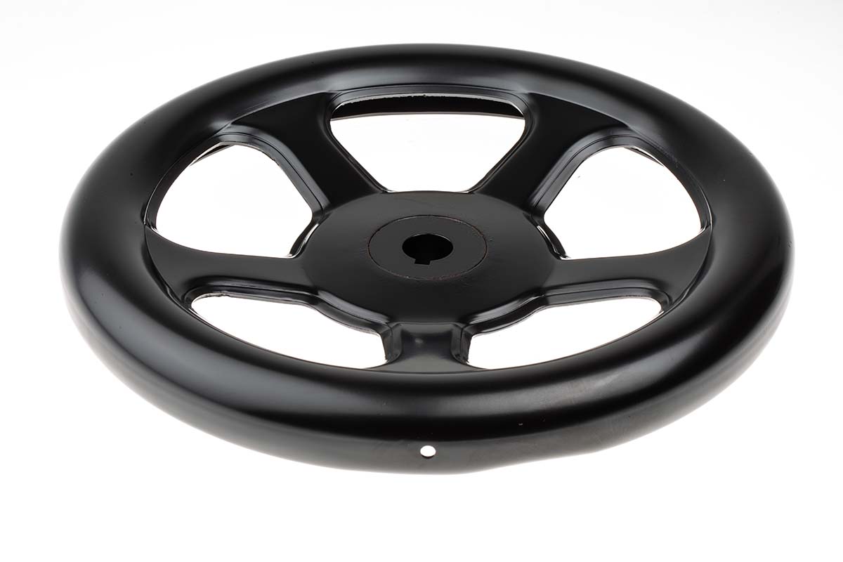 RS PRO Black Steel Hand Wheel, 250mm diameter