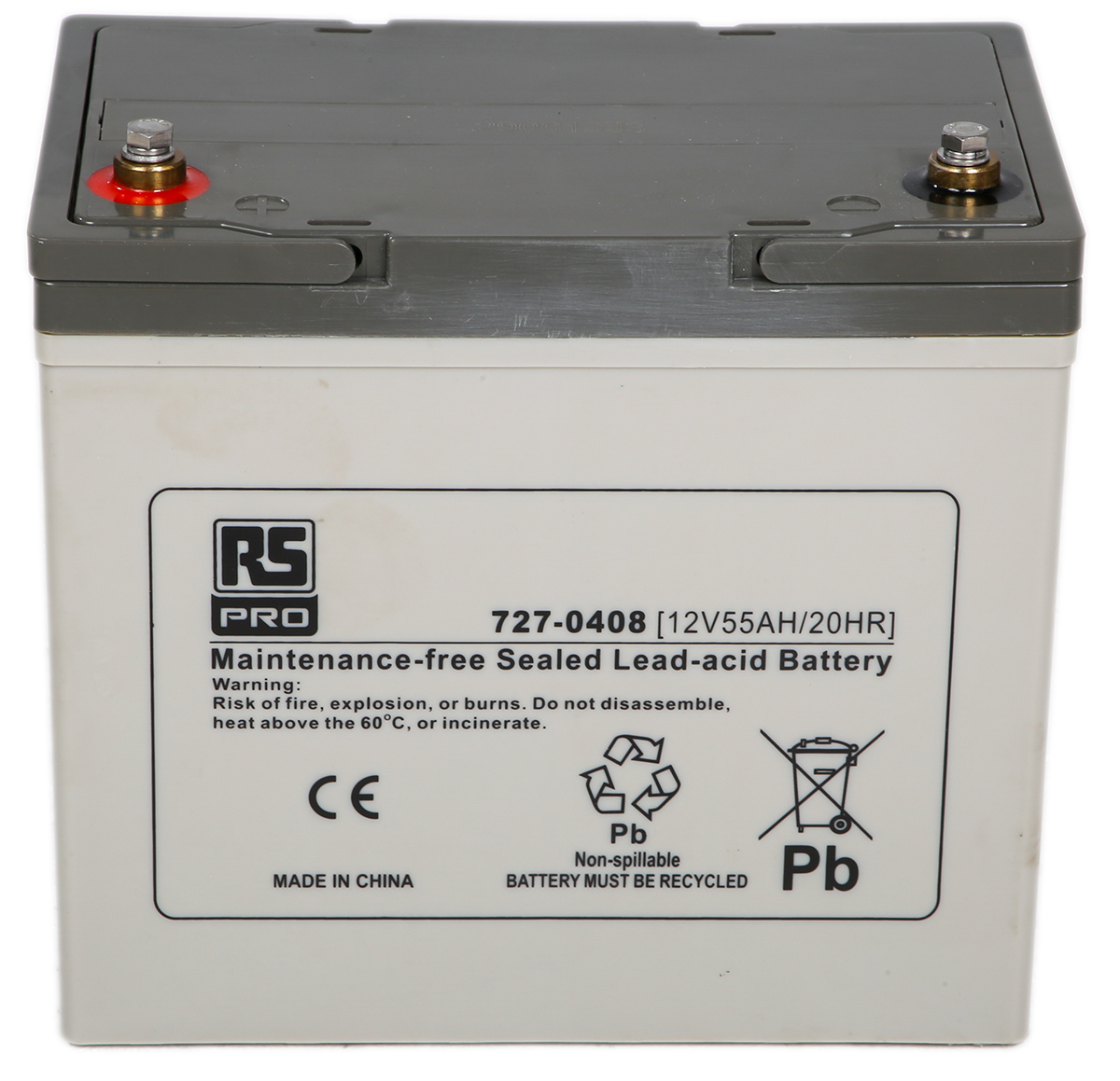 RS PRO 12V T6 Sealed Lead Acid Battery, 55Ah