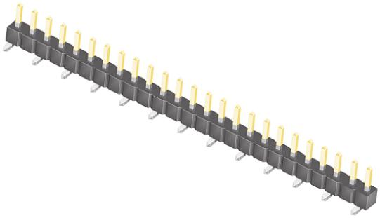 Samtec TSM Series Straight Surface Pin Header, 25 Contact(s), 2.54 mm Pitch, 1 Row, Unshrouded