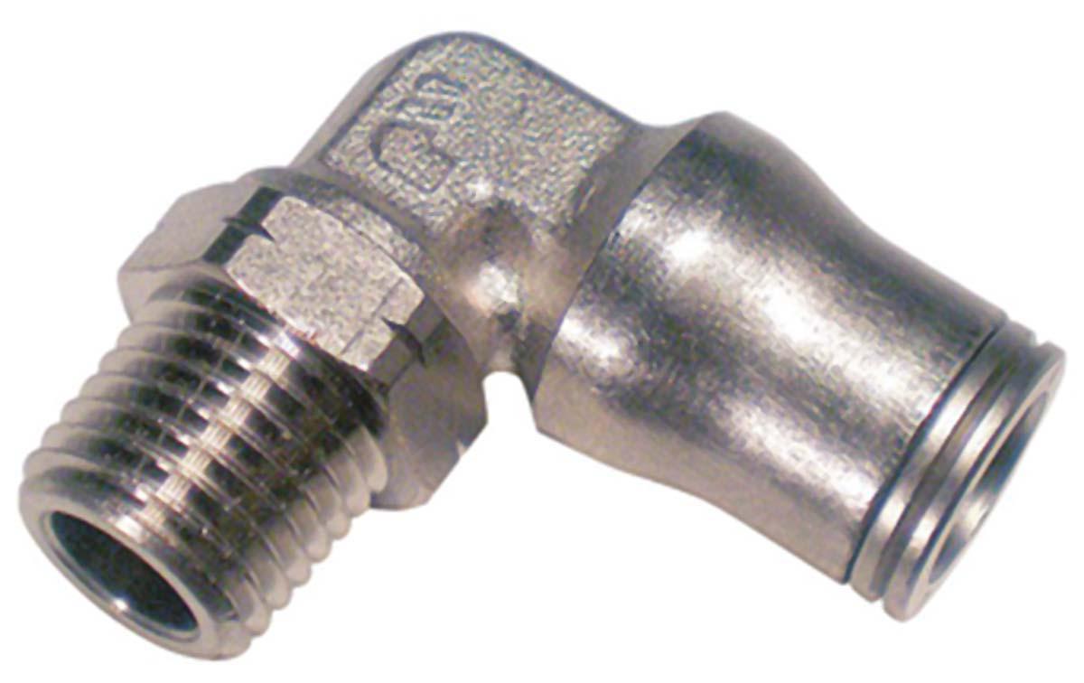 Legris LF3600 Series Elbow Threaded Adaptor, R 1/4 Male to Push In 4 mm, Threaded-to-Tube Connection Style