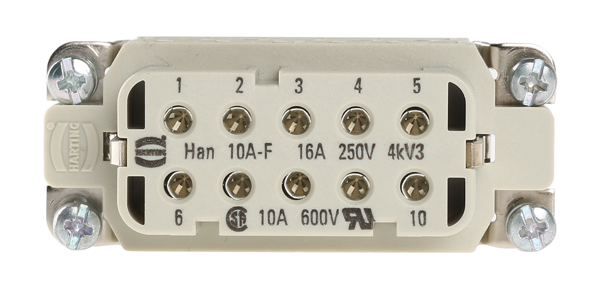 HARTING Heavy Duty Power Connector Insert, 16A, Female, Han A Series, 10 Contacts