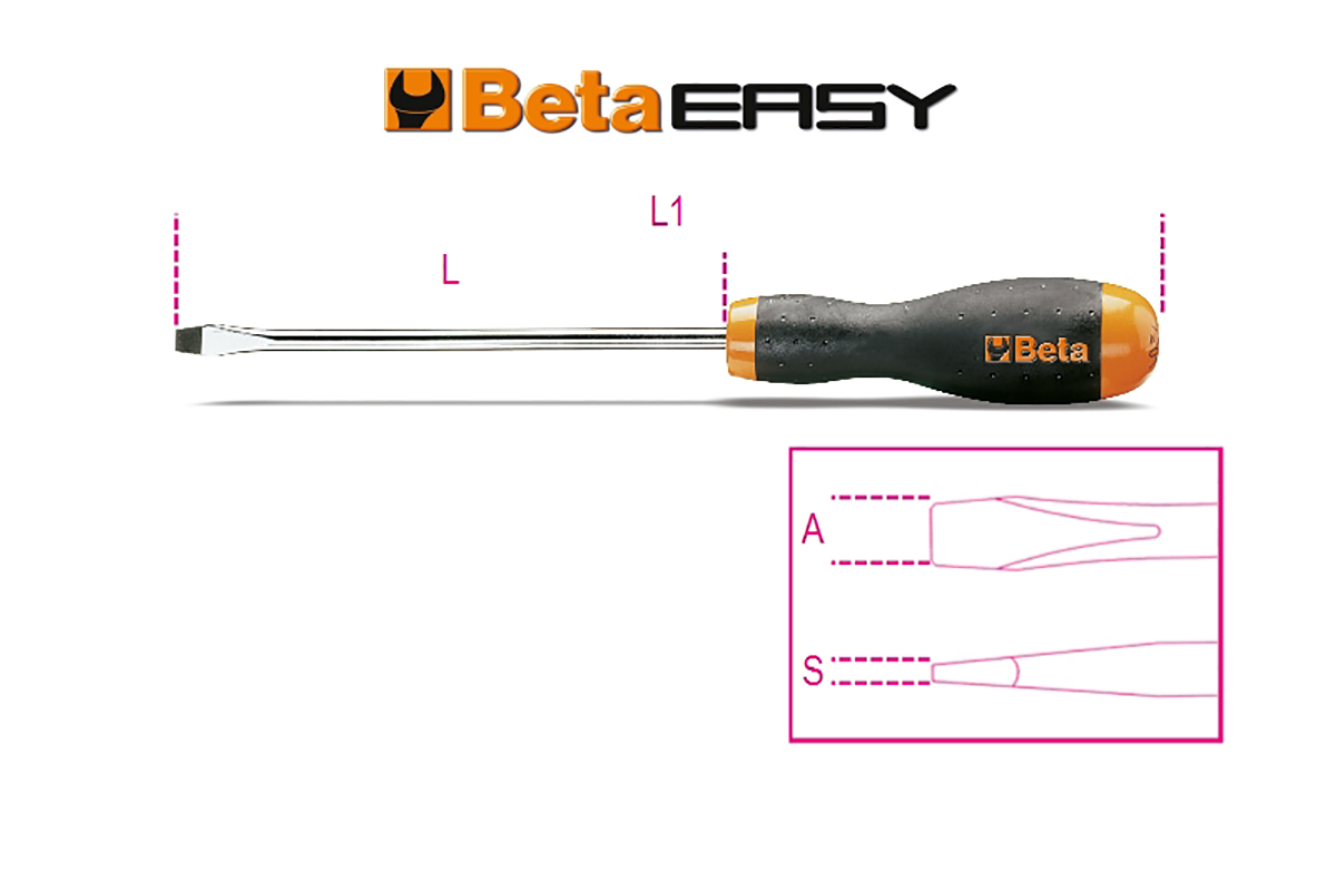 BETA Slotted  Screwdriver, 5.5 x 1 mm Tip, 100 mm Blade, 209 mm Overall