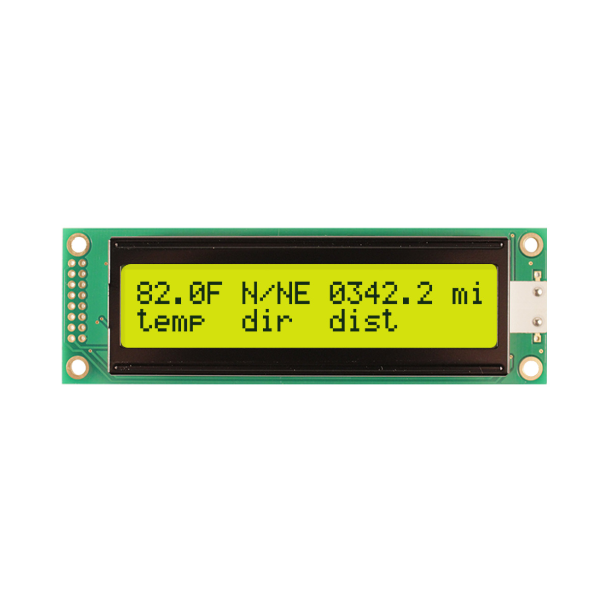 NEWHAVEN DISPLAY INTERNATIONAL NHD-0220DZ-FL-YBW Alphanumeric LCD Alphanumeric Display, Yellow-Green on Yellow/Green, 2