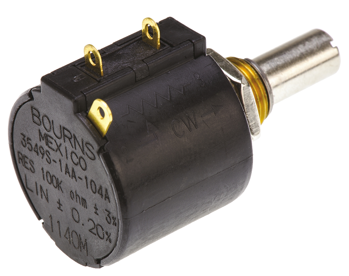 Bourns 3549 10kΩ Rotary Potentiometer 10-Turns 1-Gang Bushing Mount, 3549S-1AA-103B