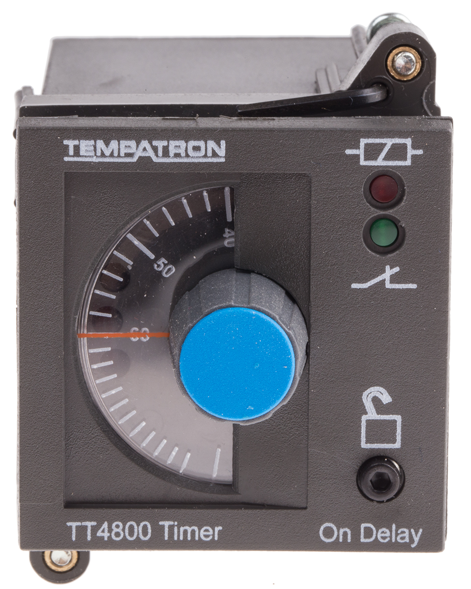 Tempatron TT4801 Series DIN Rail, Panel Mount Timer Relay, 110V ac, 2-Contact, 6 s → 6h, 1-Function, DPDT