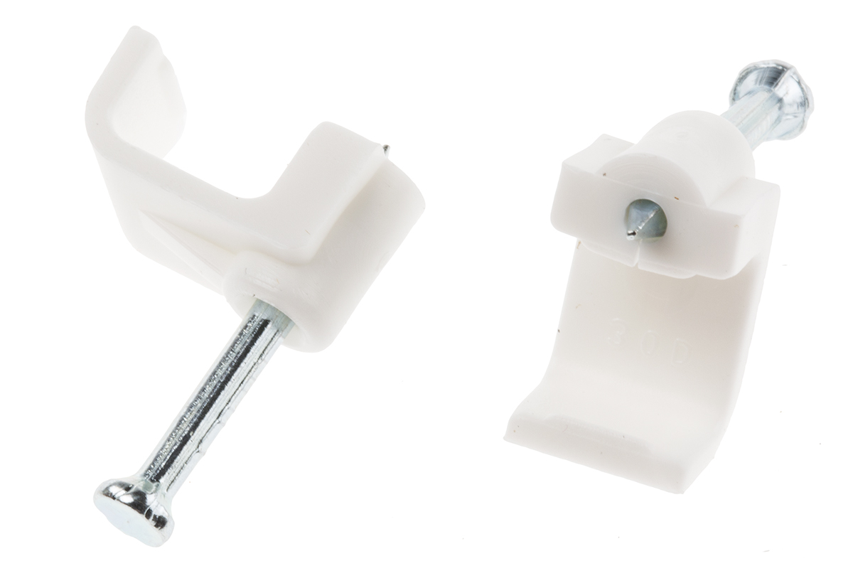 RS PRO White PE Rectangular cable clip