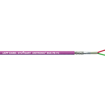 Lapp UNITRONIC BUS PB FC Data Cable, 2 Cores, 0.64 mm² CSA 19 AWG, Screened, 50 m, Black Polyethylene Sheath