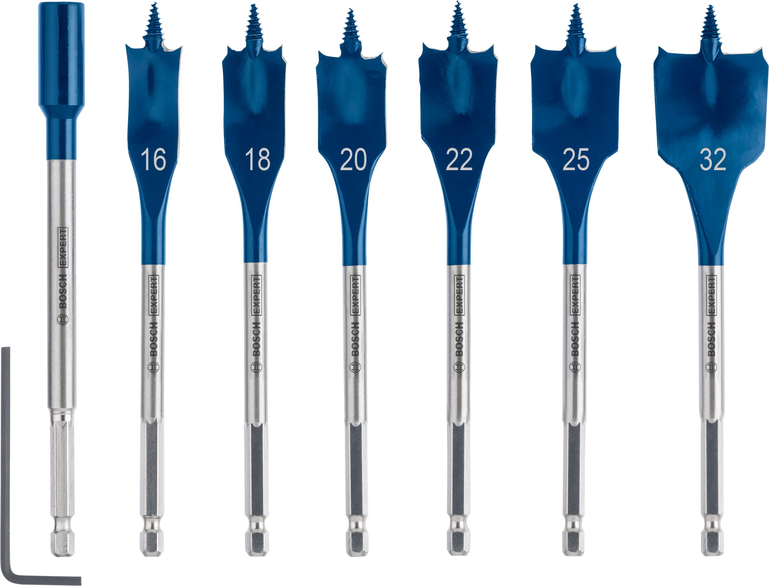 Bosch 7-Piece Spade Bit Set for Multi-Material, 32mm Max, 16mm Min