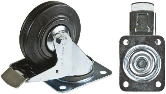 Tente Braked Swivel Castor Wheel, 75kg Capacity, 100mm Wheel