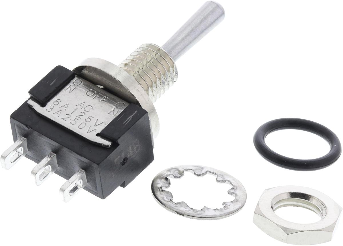 KNITTER-SWITCH Toggle Switch, Panel Mount, (On)-Off-(On), SPDT, Solder Terminal