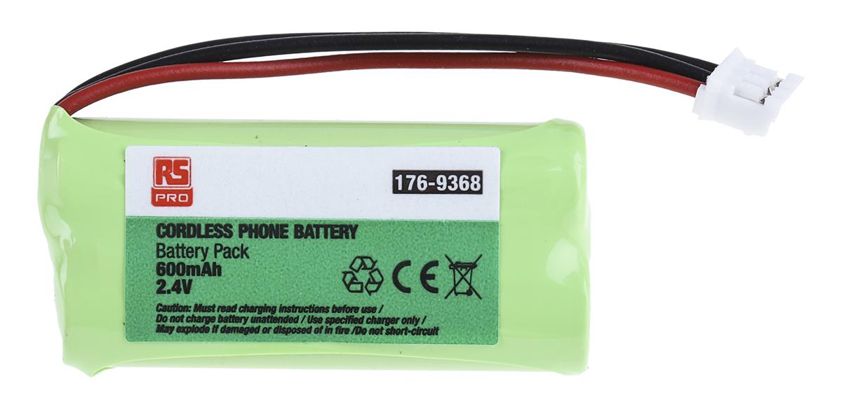 RS PRO 2.4V NiMH Rechargeable Battery Pack, 600mAh - Pack of 1