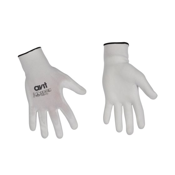 Avit White Nylon Glove, Size 10, Polyurethane Coating