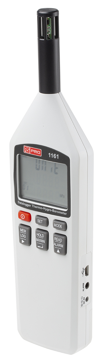 RS PRO Handheld Hygrometer, ±3 %RH Accuracy, +100 °C, +212°F Max, 100%RH Max, UKAS Calibration