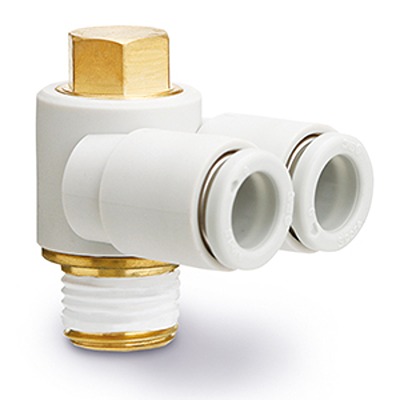 SMC KQ2 Series Elbow Fitting, 8 mm to R 1/8 Male, Threaded-to-Tube Connection Style, KQ2Z08-01AS