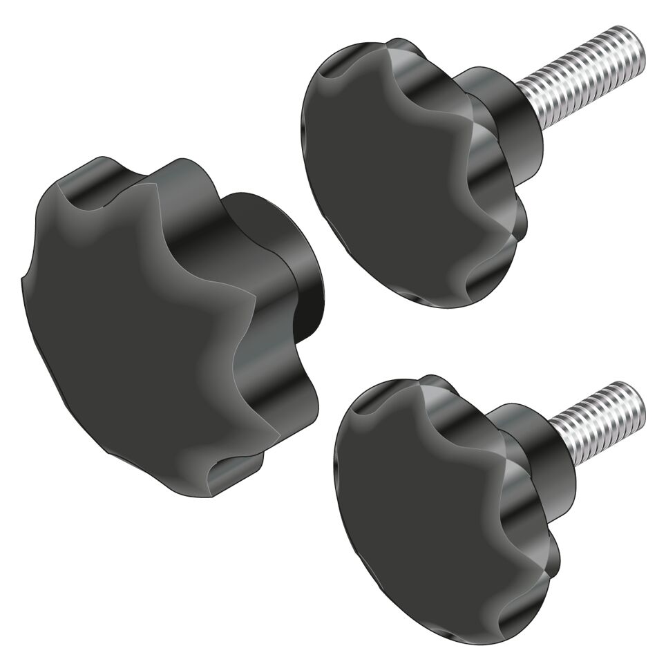 Bosch Rexroth 3842516849 Black Star Knob Clamping Knob, M6, Bolt