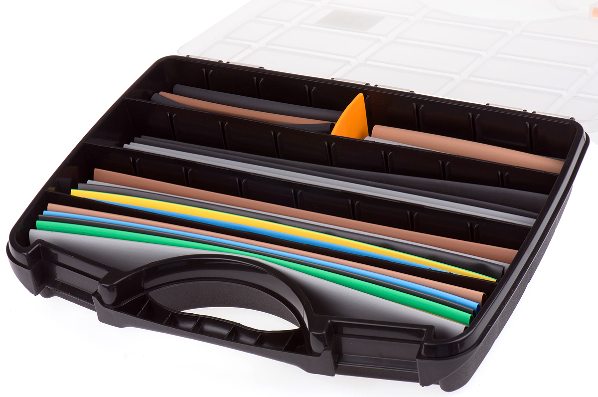 RS PRO Heat Shrink Tubing, Black, Blue, Green/Yellow, Red, White 6.4mm Sleeve Dia. x Set Length 2:1 Ratio
