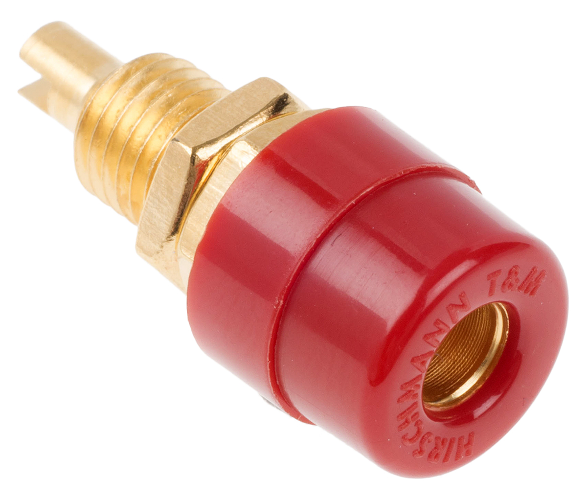 Hirschmann Test & Measurement Red Female Banana Socket, 4 mm Connector, Solder Termination, 32A, 30 V ac, 60V dc, Gold