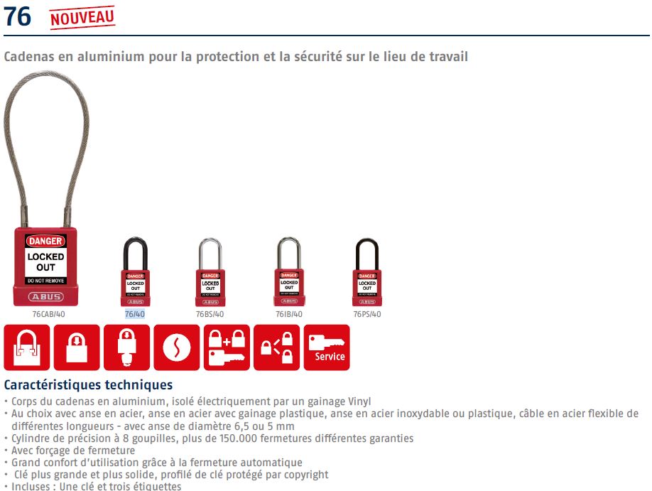ABUS Key Weatherproof Aluminium Padlock, 7mm Shackle, 40mm Body