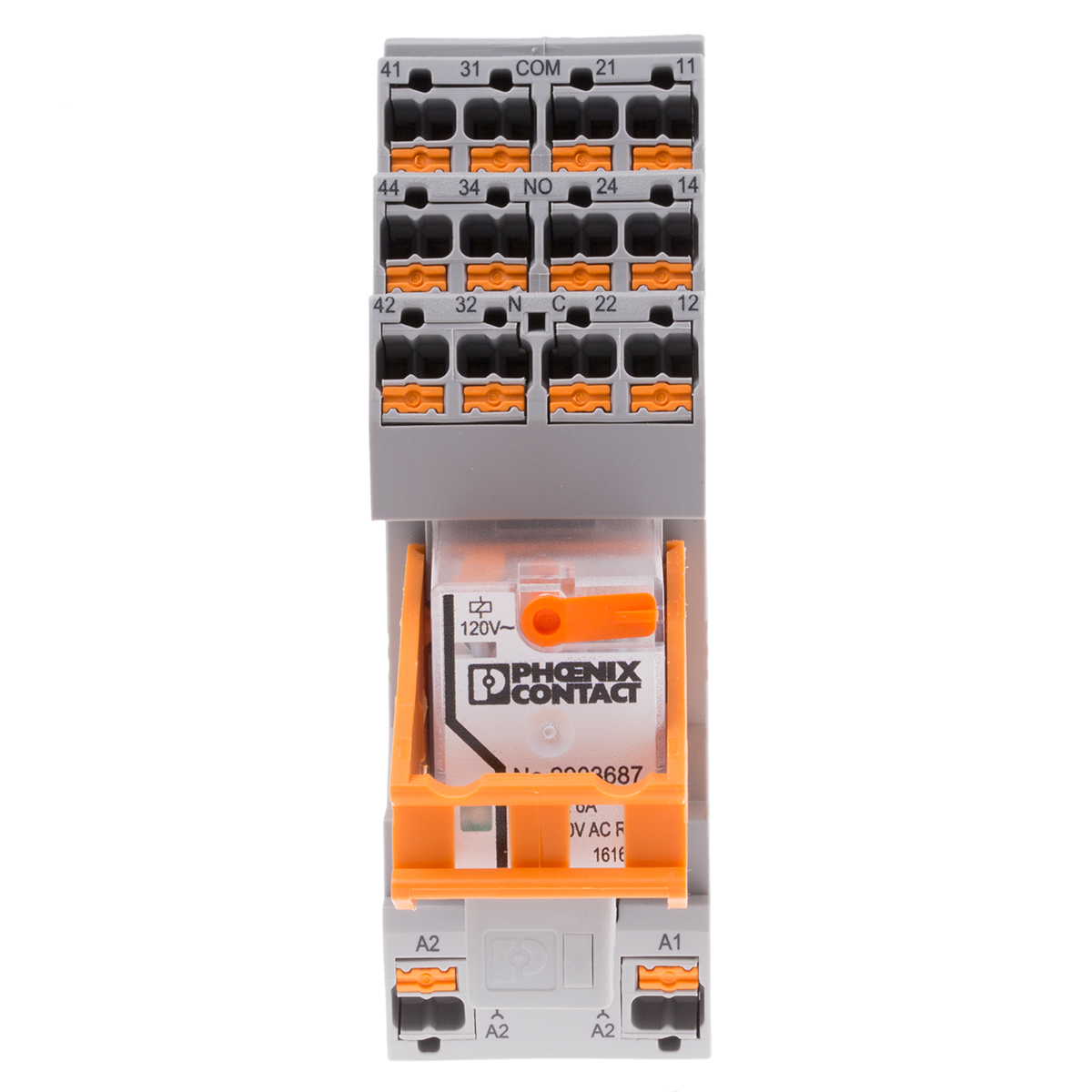 Phoenix Contact DIN Rail Power Relay, 120V ac Coil, 16A Switching Current, 4PDT