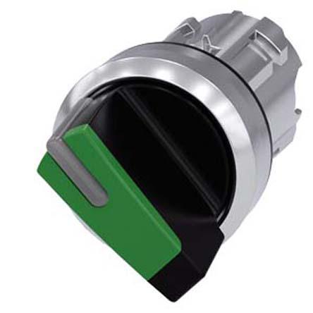 Siemens SIRIUS ACT 3SU10 Series 2 Position Selector Switch Head, 22mm Cutout, Green Handle