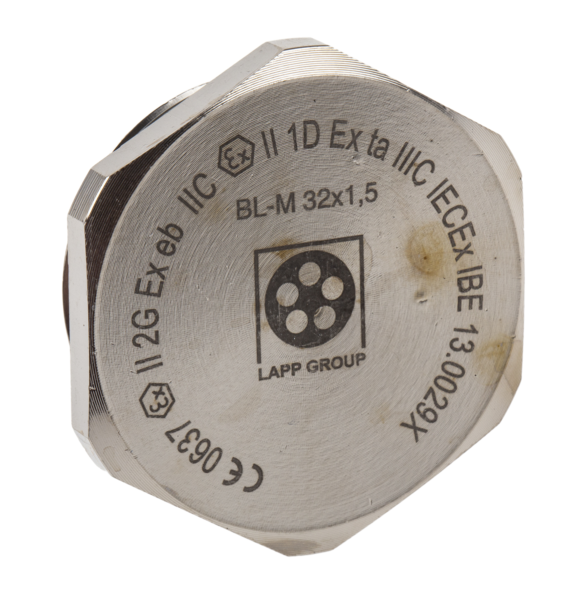 Lapp Blanking Plug, M32, Nickel Plated Brass, 39.6mm Diameter, Threaded