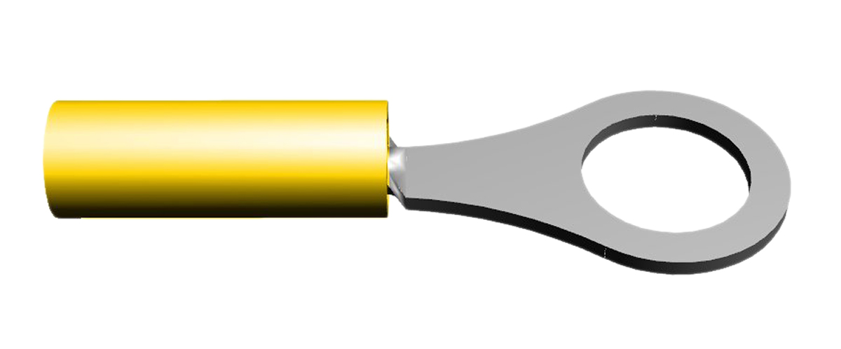 TE Connectivity, PIDG Insulated Ring Terminal, 8, M4 Stud Size, 0.1mm² to 0.4mm² Wire Size, Yellow