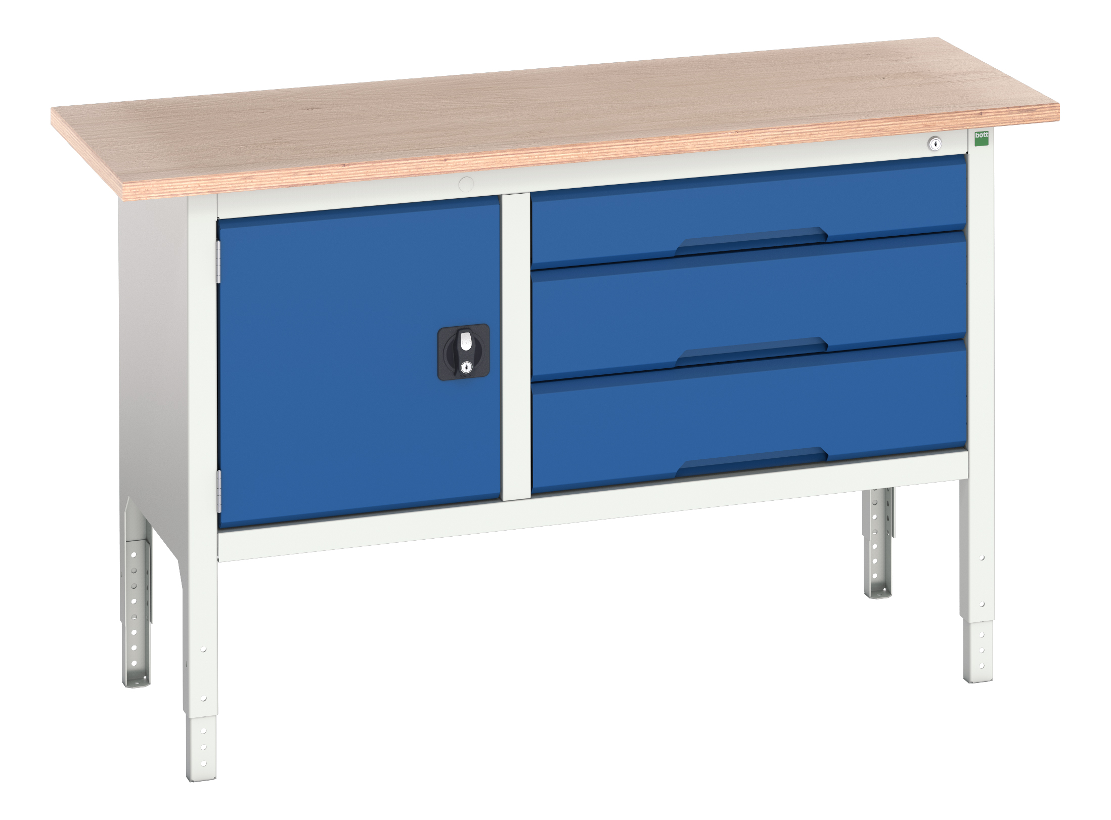 Bott Steel Workbench, Adjustable Height, 830 → 930mm x 1500mm x 600mm