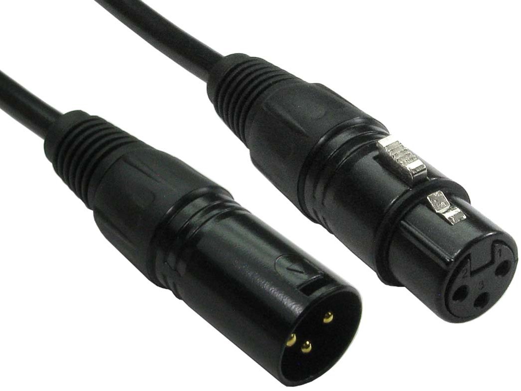 RS PRO Male 3 Pin XLR to Female 3 Pin XLR  Cable, Black, 10m