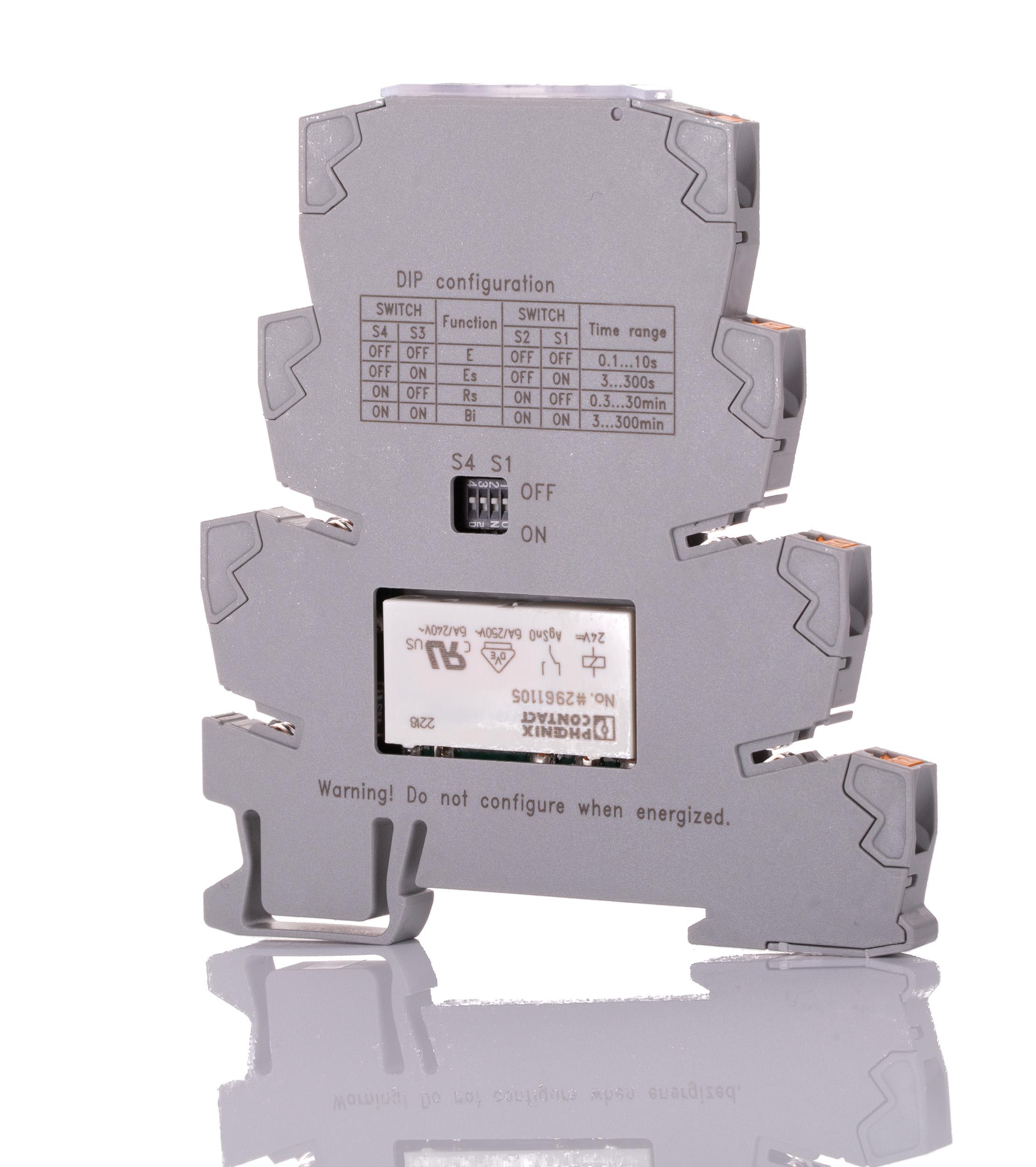 Phoenix Contact PLC-TR-1T-MUL-300M-PT Series DIN Rail Mount Timer Relay, 19.2 → 30V dc, 1-Contact, 0.1 s